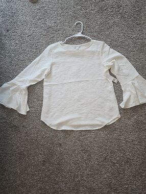 Counterparts White Textured Ruffled Sleeve Top